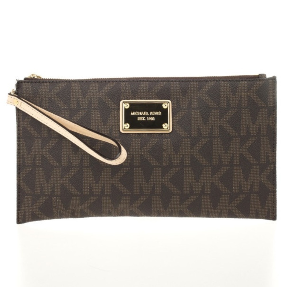 MICHAEL Michael Kors Brown Monogram Clutch. NWOT